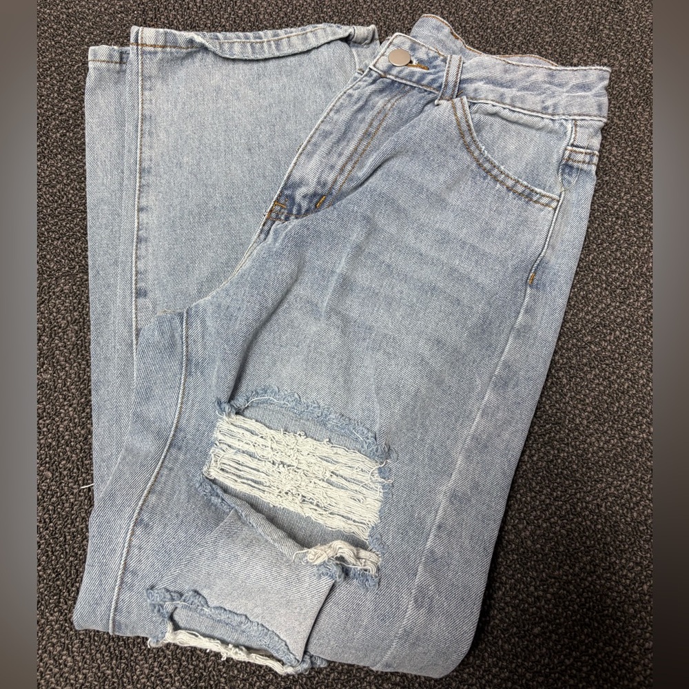 SHEIN Light Blue Wide Leg Jeans